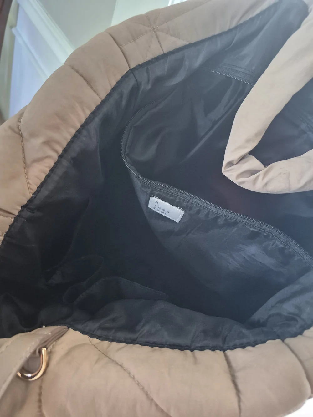 a new day Quilted Black Laptop Tote